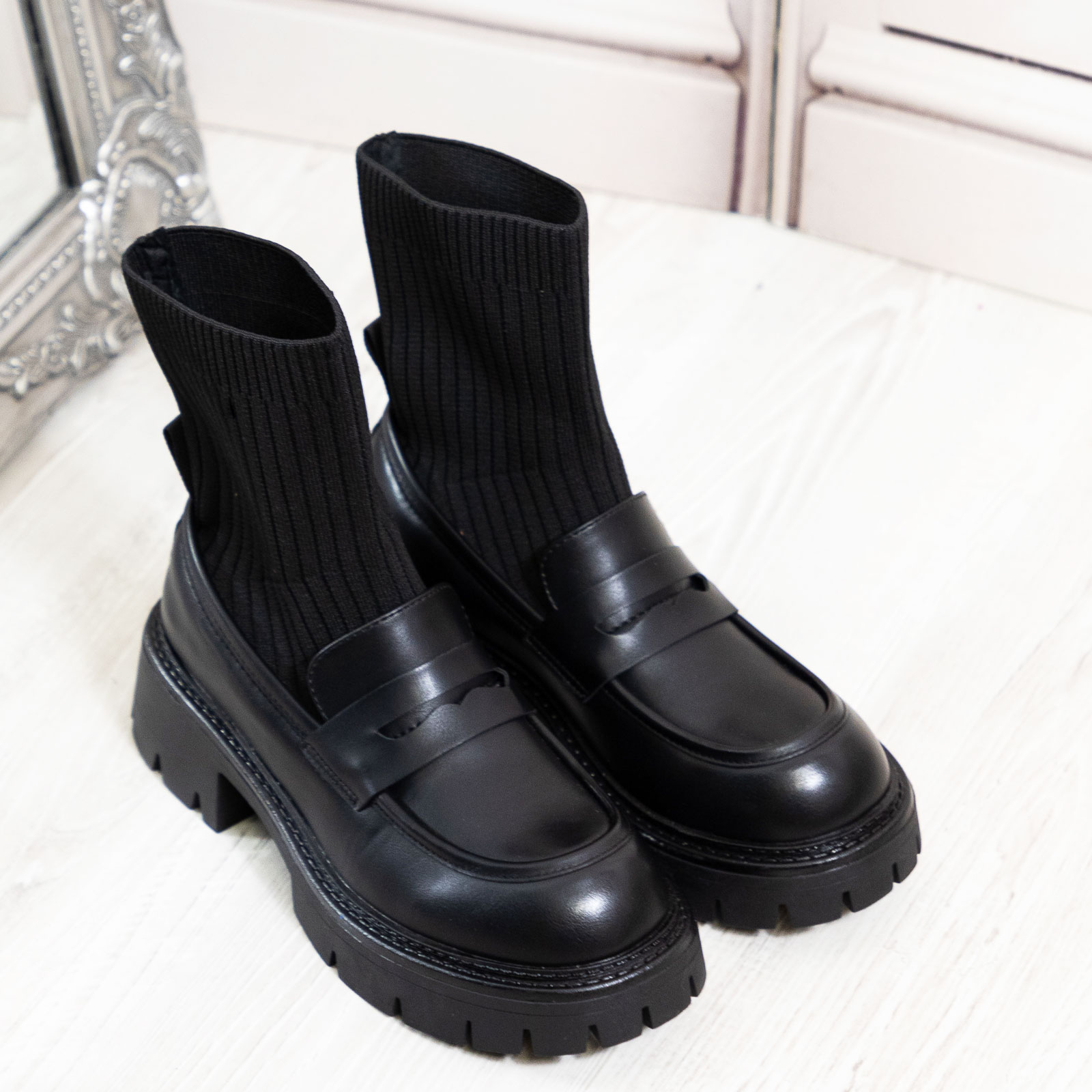 Scarpe Comode Eleganti Stivaletti Mocassino Donna Con Calzino - Slip On Platform Comodi E Alla Moda Scarpe Con Calzini Integrati - 7